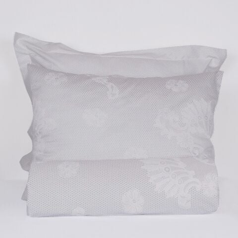 %100 Pamuk Saten Macy  Nevresim Takımı Gri - Tek Kişilik - Düz Çarşaf