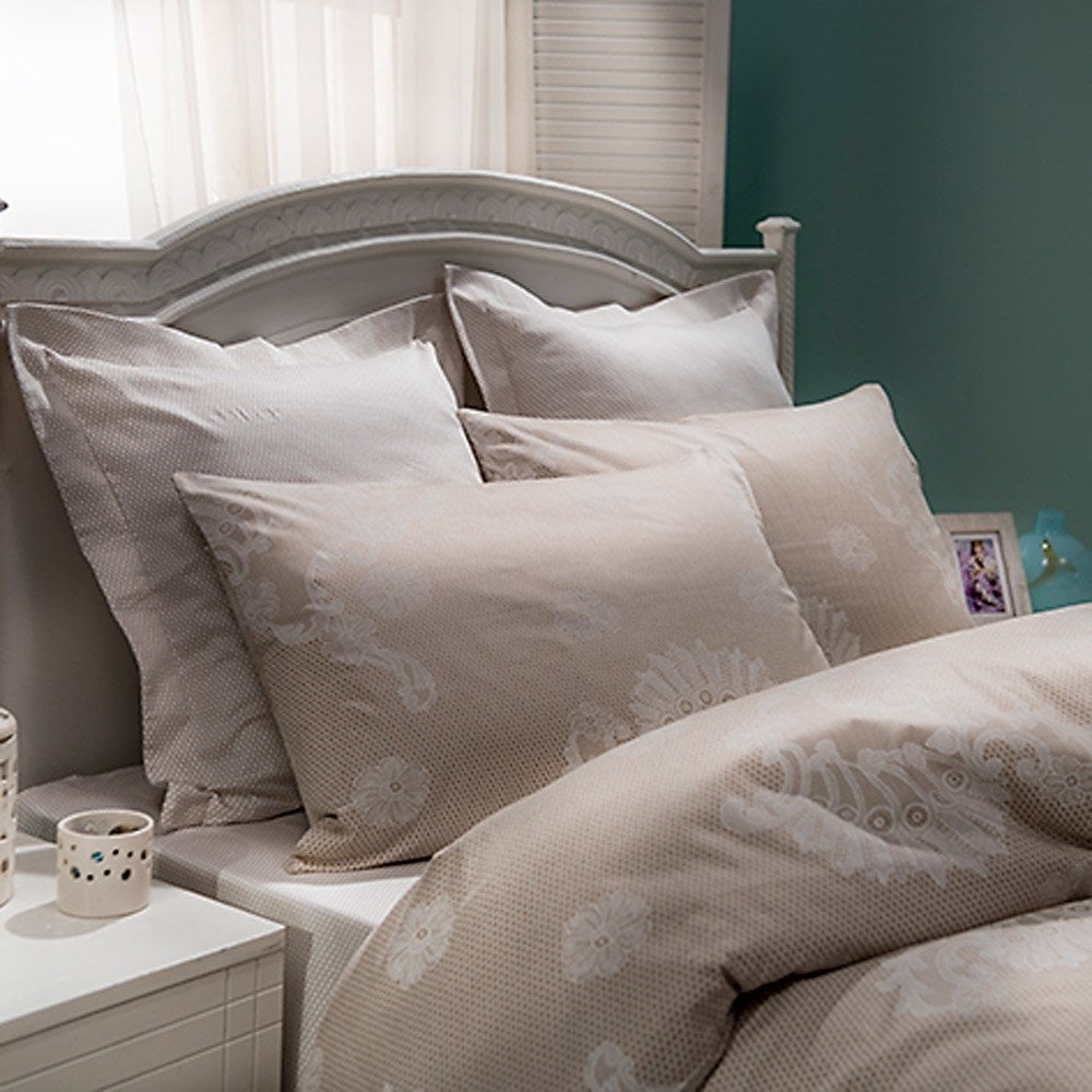 %100 Pamuk Saten Macy  Nevresim Takımı Bej - Tek Kişilik - Fitted Çarşaf