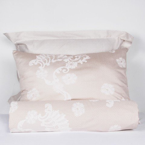 %100 Pamuk Saten Macy  Nevresim Takımı Bej - Tek Kişilik - Fitted Çarşaf