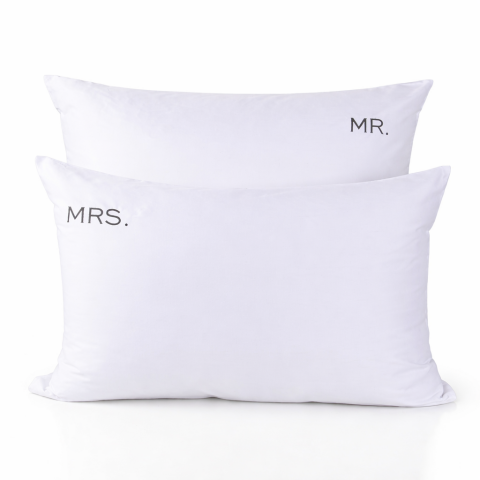MR. MRS. Nakışlı Standart  Yastık Kılıfı Gold - 80 Tel Kumaş