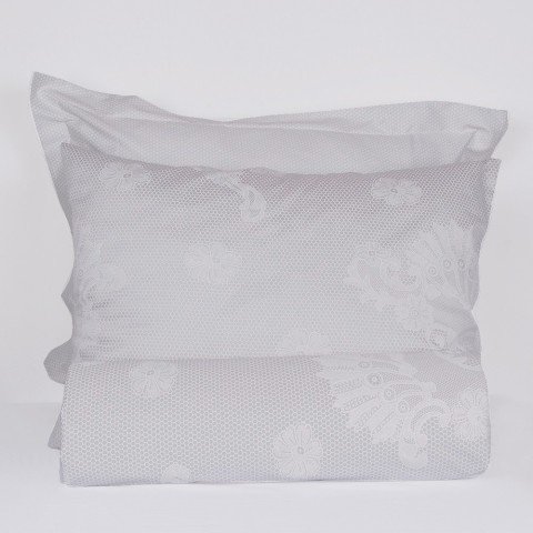 %100 Pamuk Saten Macy  Nevresim Takımı Gri - Tek Kişilik - Düz Çarşaf