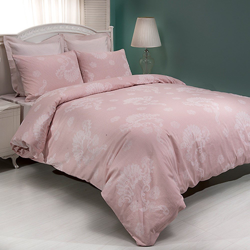 Pembe tek kişilik düz çarşaf seti 160x260 nevresim ve yastık kılıflı ev tekstili