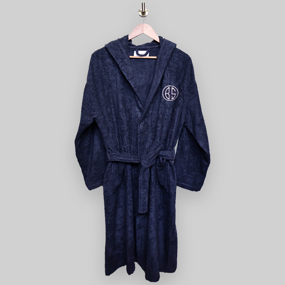 Kişiye Özel Nakışlı Kapüşonlu Bornoz S-M - Lacivert