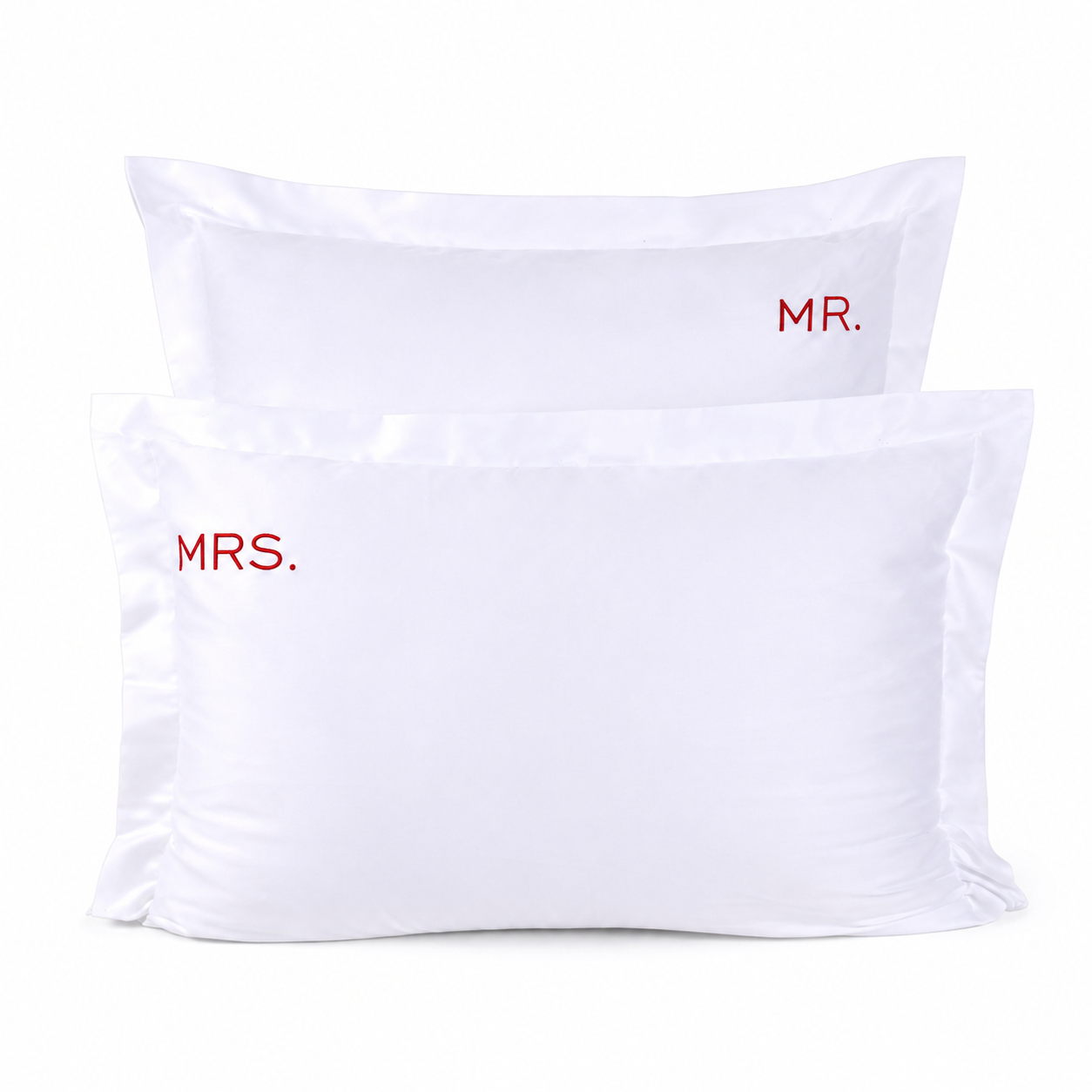 MR. MRS. Nakışlı Volanlı  Yastık Kılıfı Red - 80 Tel Kumaş
