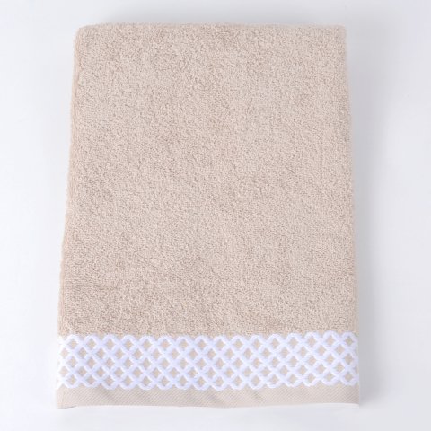 Kişiye Özel Nakışlı Beyaz Yaka Kimono Bornoz Seti L-XL - Bej