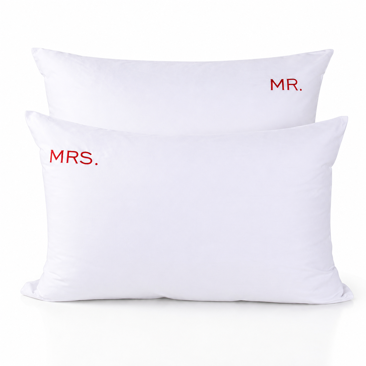 MR. MRS. Nakışlı Standart  Yastık Kılıfı Red - 120 Tel Kumaş