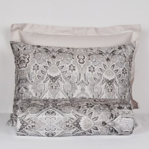 %100 Pamuk Saten Vintage  Nevresim Takımı Mavi - Tek Kişilik - Fitted Çarşaf