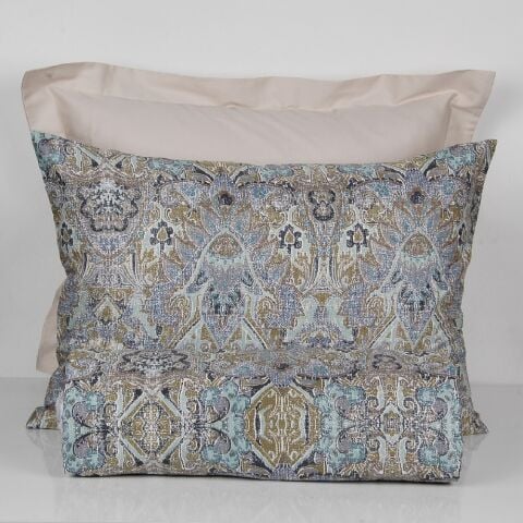 %100 Pamuk Saten Vintage  Nevresim Takımı Mavi - Tek Kişilik - Fitted Çarşaf