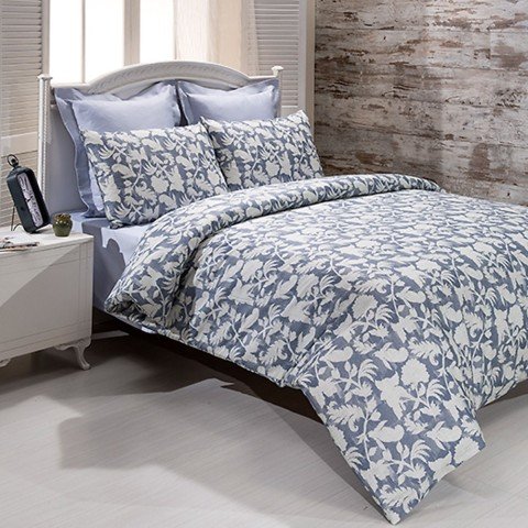 %100 Pamuk Saten Alice  Nevresim Takımı Mavi - Tek Kişilik - Düz Çarşaf