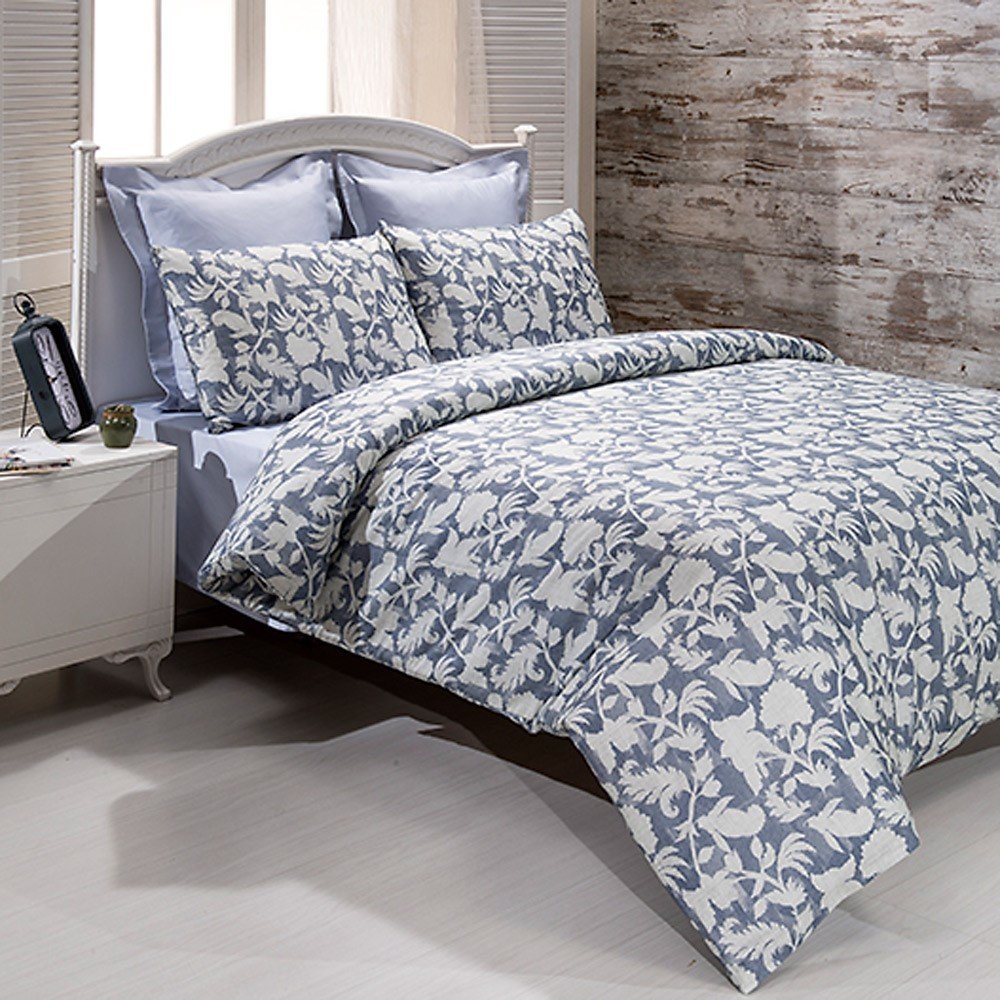 %100 Pamuk Saten Alice  Nevresim Takımı Mavi - Tek Kişilik - Fitted Çarşaf