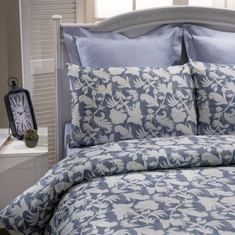 %100 Pamuk Saten Alice  Nevresim Takımı Mavi - Tek Kişilik - Fitted Çarşaf