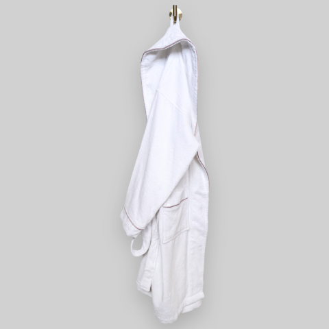 Biyeli Beyaz Bornoz L-XL - Pudra