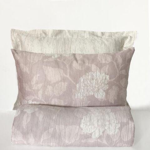 %100 Pamuk Saten İris  Nevresim Takımı Pembe - Çift Kişilik - Düz Çarşaf