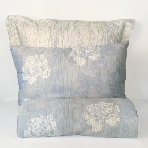 %100 Pamuk Saten İris  Nevresim Takımı Mavi - Tek Kişilik - Fitted Çarşaf