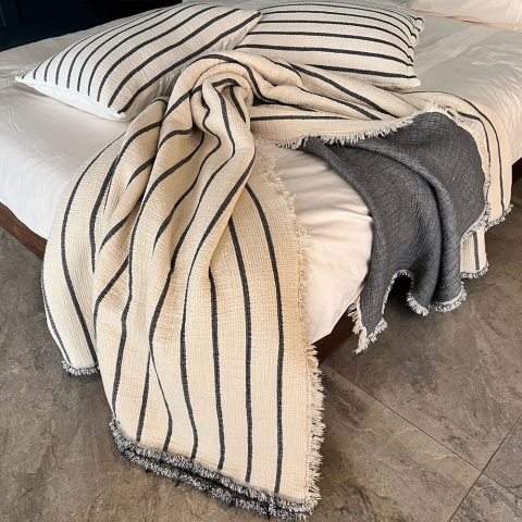 Jakarlı Dolgulu Müslin Yatak Örtüsü Seti