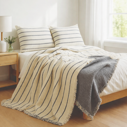 Jakarlı Dolgulu Müslin Yatak Örtüsü Seti