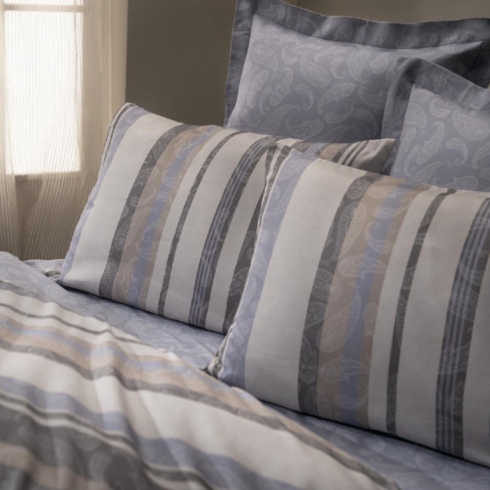 %100 Pamuk Saten Herve  Nevresim Takımı Mavi - Tek Kişilik - Fitted Çarşaf