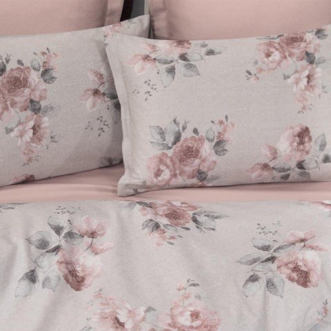 %100 Pamuk Saten Giselle  Nevresim Takımı Pudra - Tek Kişilik - Fitted Çarşaf