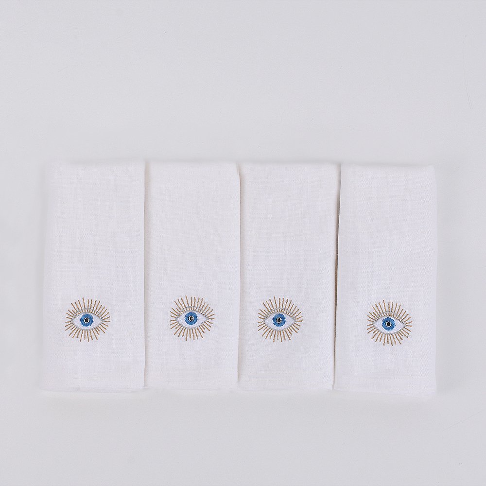 4'Lü Mystic Nakışlı Misafir Havlusu Beyaz