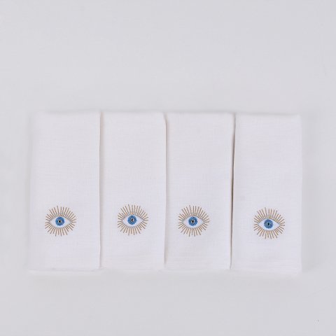 4'Lü Mystic Nakışlı Misafir Havlusu Beyaz