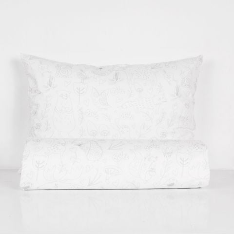 %100 Pamuk Saten Animals Desenli Tek Kişilik Nevresim ve Yastık Kılıfı Seti Organik Percale