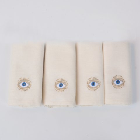 4'Lü Mystic Nakışlı Misafir Havlusu Ekru