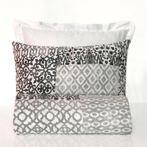 %100 Pamuk Saten Enzo  Nevresim Takımı Gri - Tek Kişilik - Fitted Çarşaf