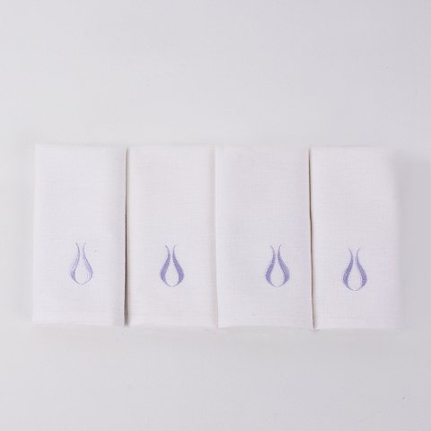 4'Lü Lale Nakışlı Misafir Havlusu Beyaz