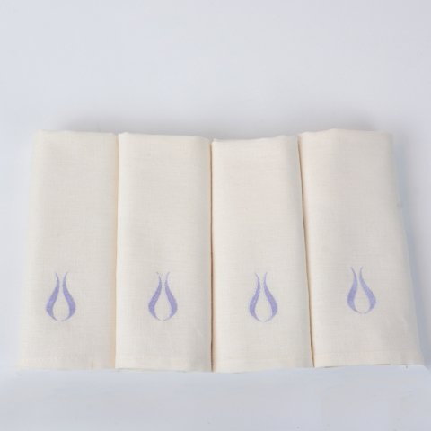 4'Lü Lale Nakışlı Misafir Havlusu Ekru