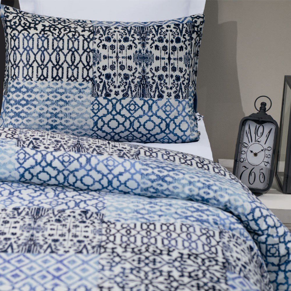 %100 Pamuk Saten Enzo  Nevresim Takımı Mavi - Tek Kişilik - Düz Çarşaf