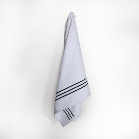 3 Şerit Nakışlı Baş Havlusu Siyah