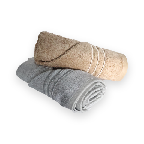 3 Sıra Piko Nakışlı Yüz Havlusu Gri