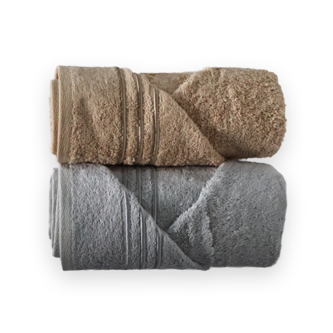 3 Sıra Piko Nakışlı Yüz Havlusu Gri