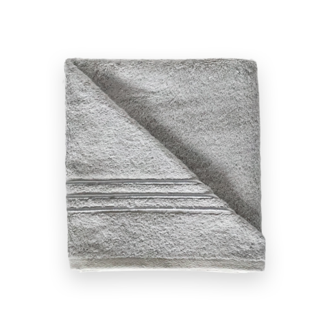 Düz Boya 3 Şerit Nakışlı Baş Havlusu Gri