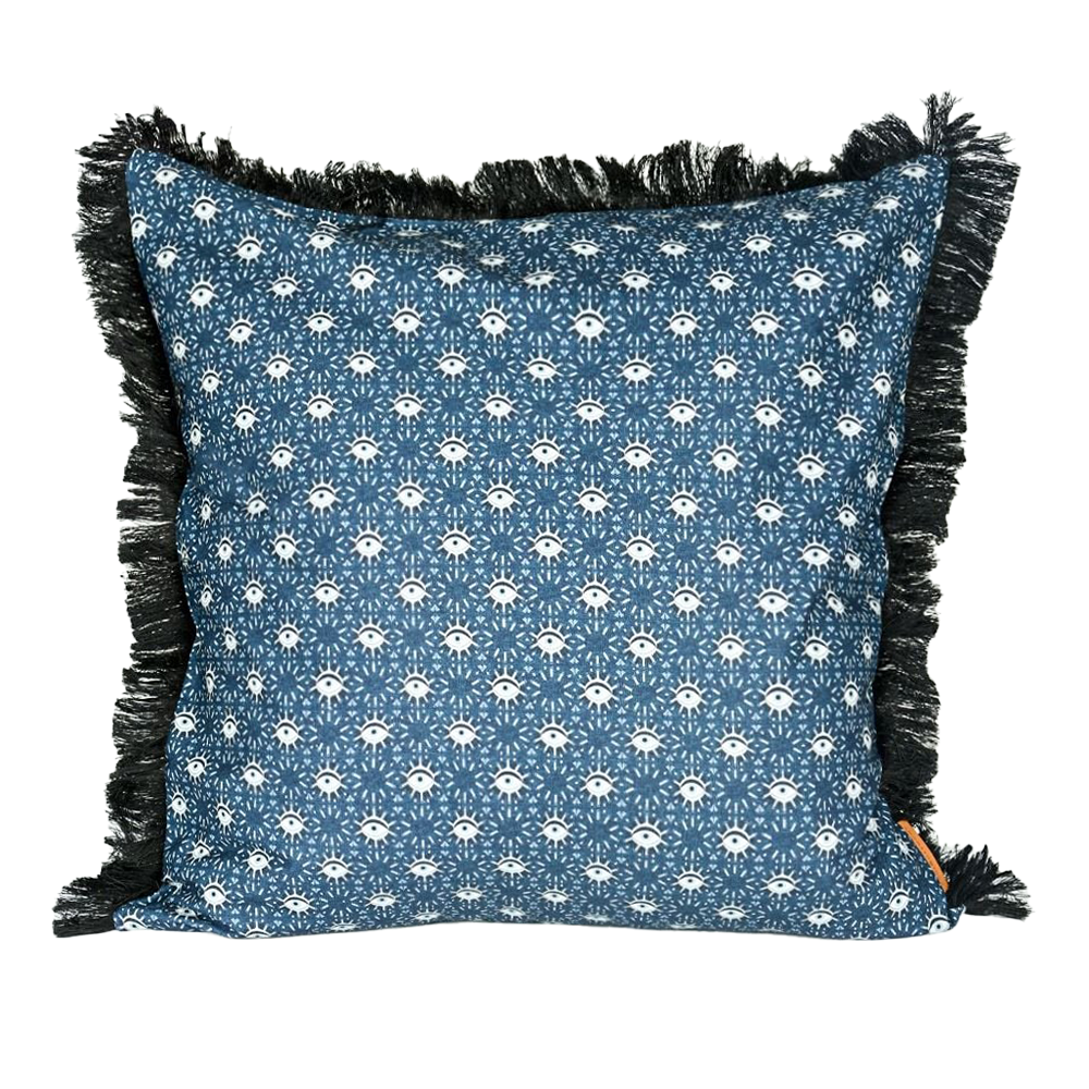 Ojo Saçaklı Kırlent Mavi - 50x50