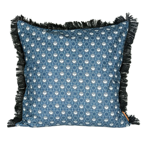 Ojo Saçaklı Kırlent Mavi - 50x50