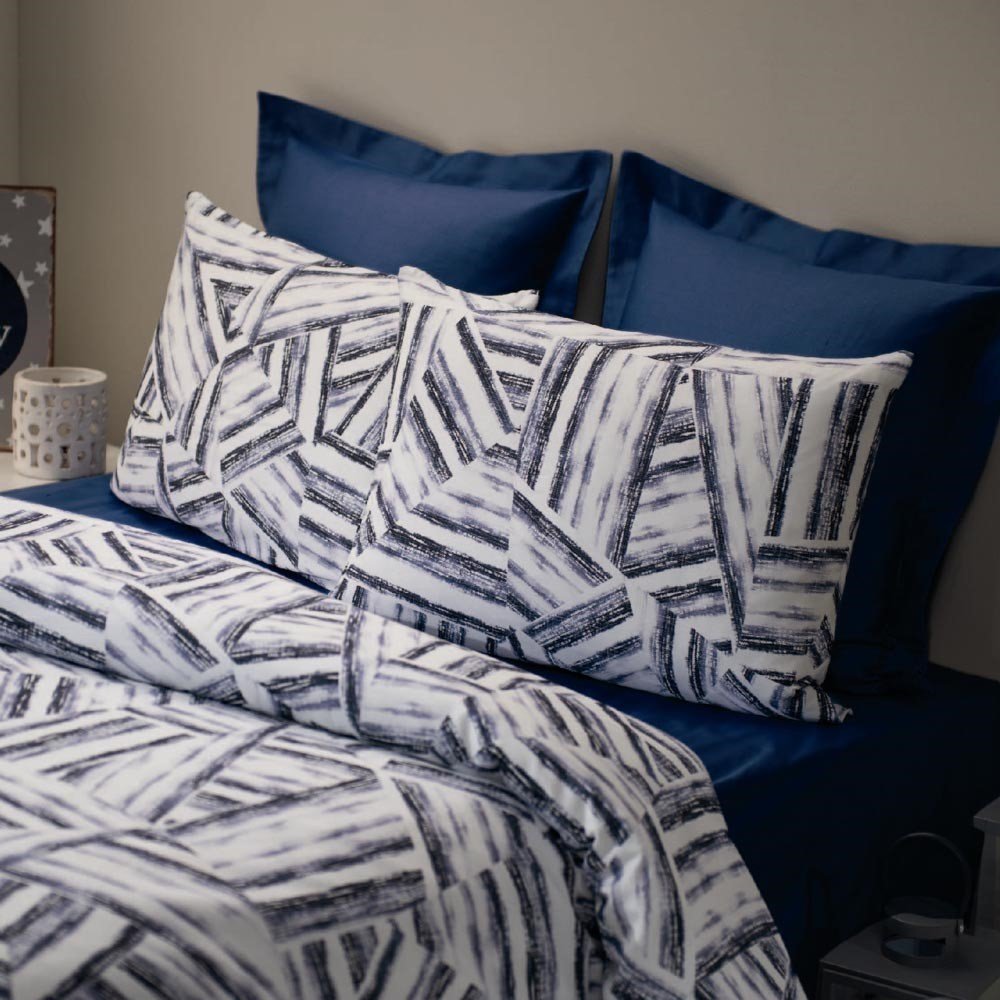 %100 Pamuk Saten Freddy  Nevresim Takımı Lacivert - Tek Kişilik - Fitted Çarşaf