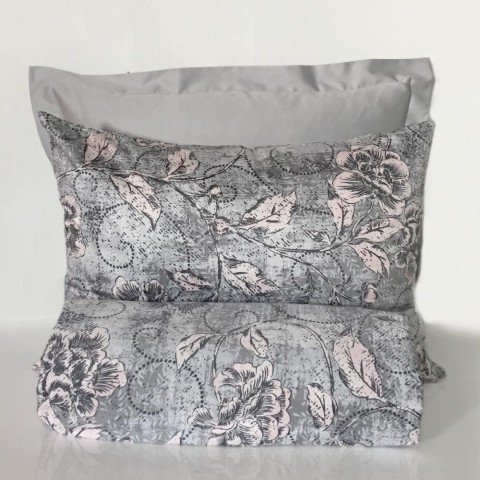 %100 Pamuk Saten Janine  Nevresim Takımı Gri - Tek Kişilik - Düz Çarşaf