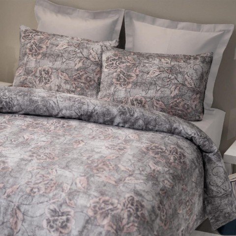 %100 Pamuk Saten Janine  Nevresim Takımı Gri - Tek Kişilik - Fitted Çarşaf