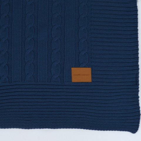 Lacivert Akrilik Çift Kişilik Koltuk Şalı 210x220 Çift Taraflı Örgü Battaniye