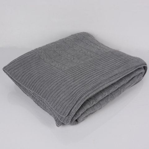 Gri Akrilik Çift Kişilik Koltuk Şalı 210x220 Çift Taraflı Örgü Battaniye