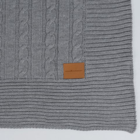 Gri Akrilik Çift Kişilik Koltuk Şalı 210x220 Çift Taraflı Örgü Battaniye