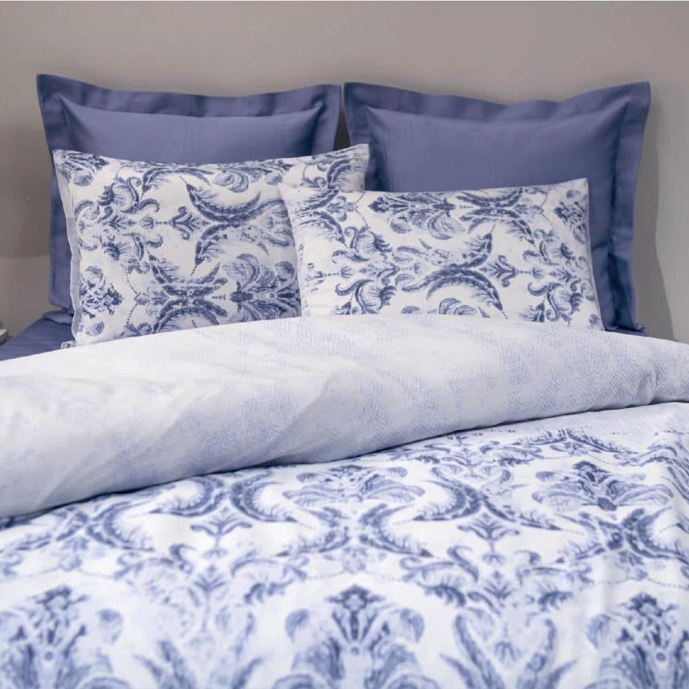 %100 Pamuk Saten Michel  Nevresim Takımı Mavi - Tek Kişilik - Düz Çarşaf