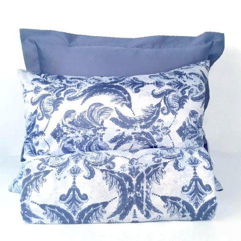 %100 Pamuk Saten Michel  Nevresim Takımı Mavi - Tek Kişilik - Fitted Çarşaf