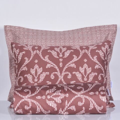 %100 Pamuk Saten Carol  Nevresim Takımı Rose - Çift Kişilik - Fitted Çarşaf