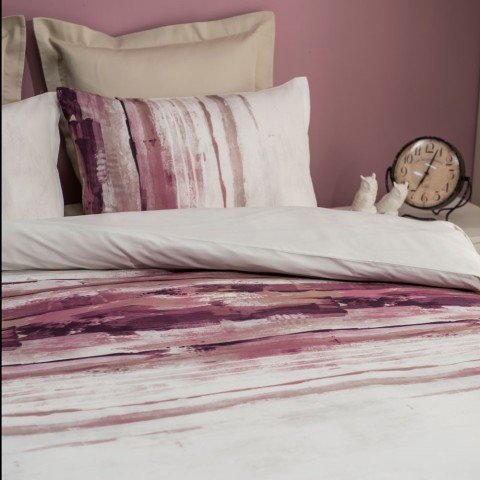 %100 Pamuk Saten Stroke  Nevresim Takımı Rose - Tek Kişilik - Fitted Çarşaf