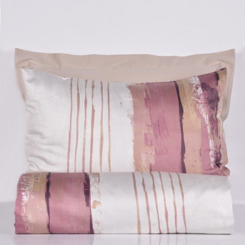 %100 Pamuk Saten Stroke  Nevresim Takımı Rose - Tek Kişilik - Fitted Çarşaf